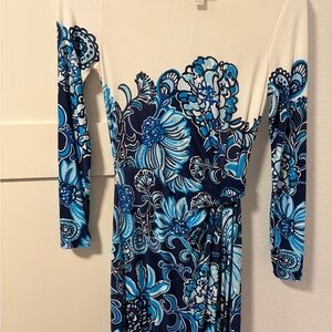 Lilly Pulitzer Nyla Midi Dress Blue Floral XXS